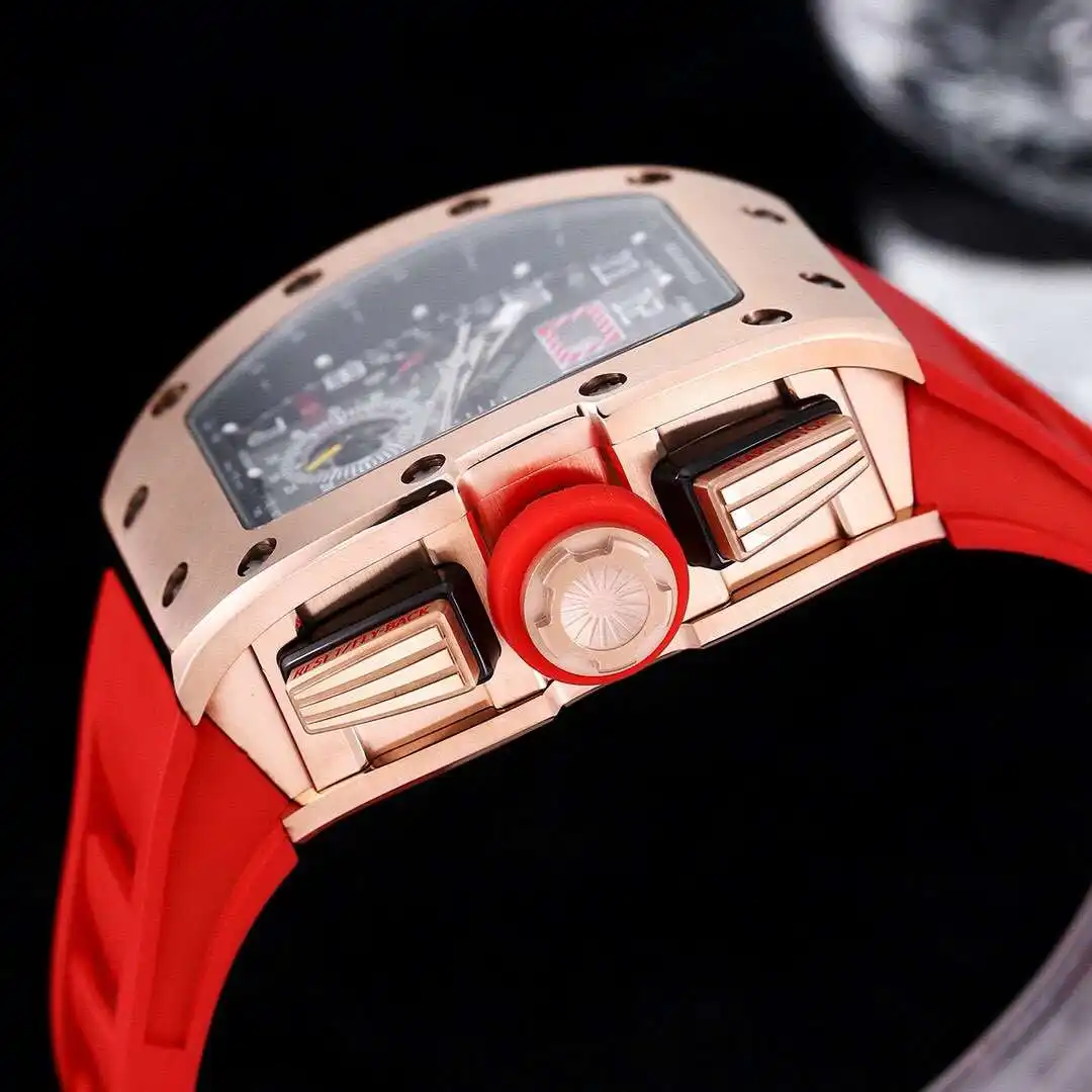 General Watches Richard Mille watch men's watch with original fully automatic mechanical movement top 316 stainless steel case strap mineral super mirror KK09800 8 view 4