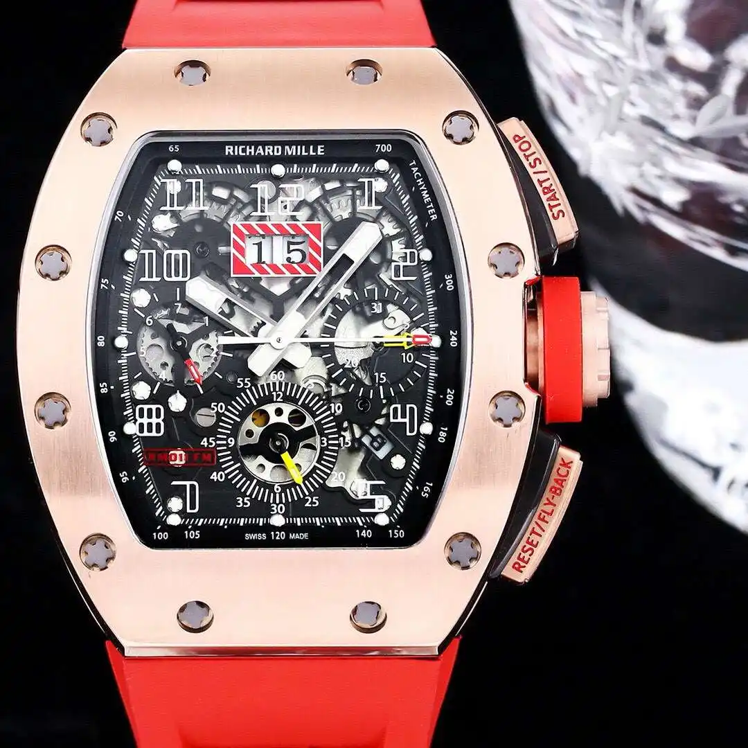 General Watches Richard Mille watch men's watch with original fully automatic mechanical movement top 316 stainless steel case strap mineral super mirror KK09800 8 view 7