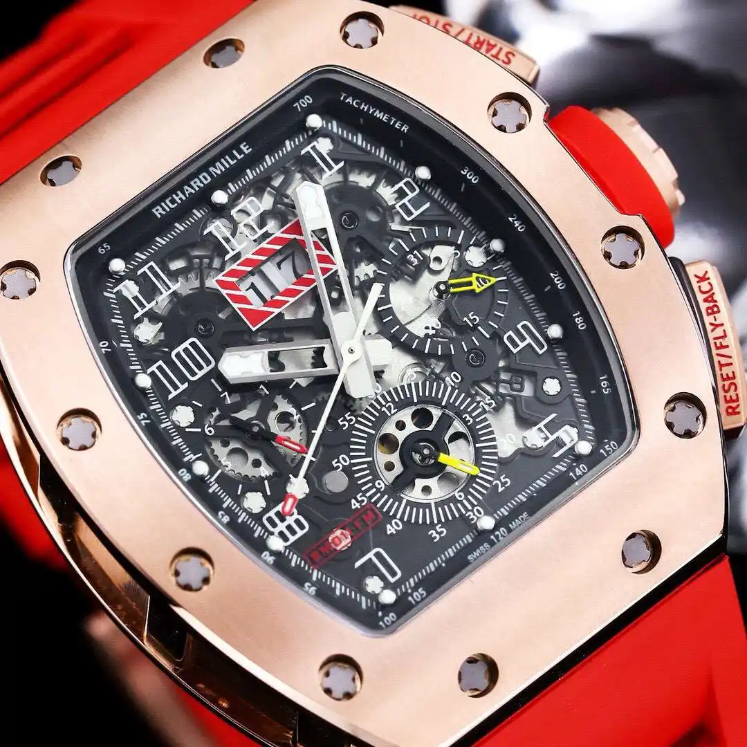 General Watches Richard Mille watch men's watch with original fully automatic mechanical movement top 316 stainless steel case strap mineral super mirror KK09800 8 view 8