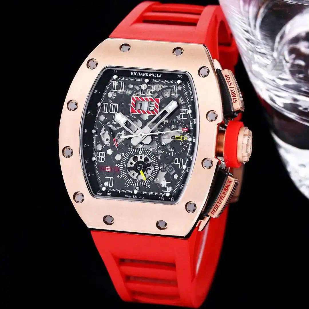 General Watches Richard Mille watch men's watch with original fully automatic mechanical movement top 316 stainless steel case strap mineral super mirror KK09800 8 view 9