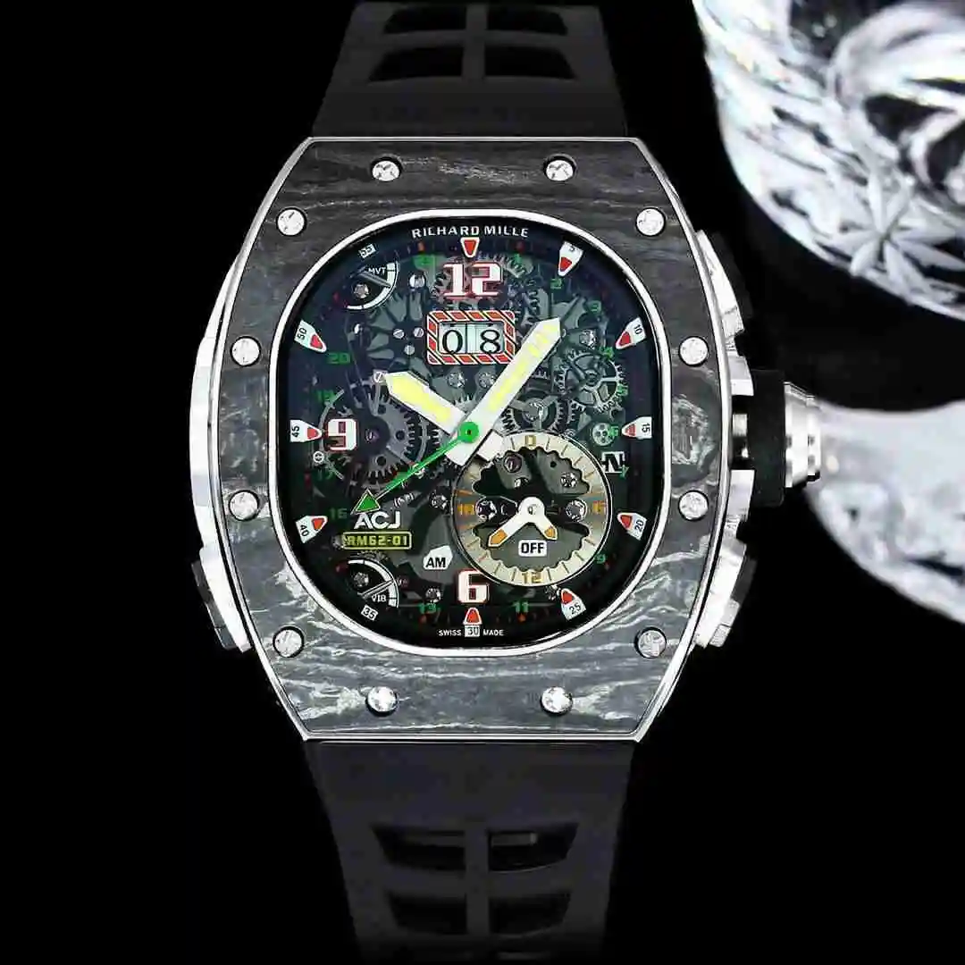 General Watches Richard Mille Richard Miller Watch Men's Watch Paired with Original Fully Automatic Mechanical Movement Top Grade 316 Precision Steel Case with Mineral Super Strong Mirror Surface KK012500 view 7