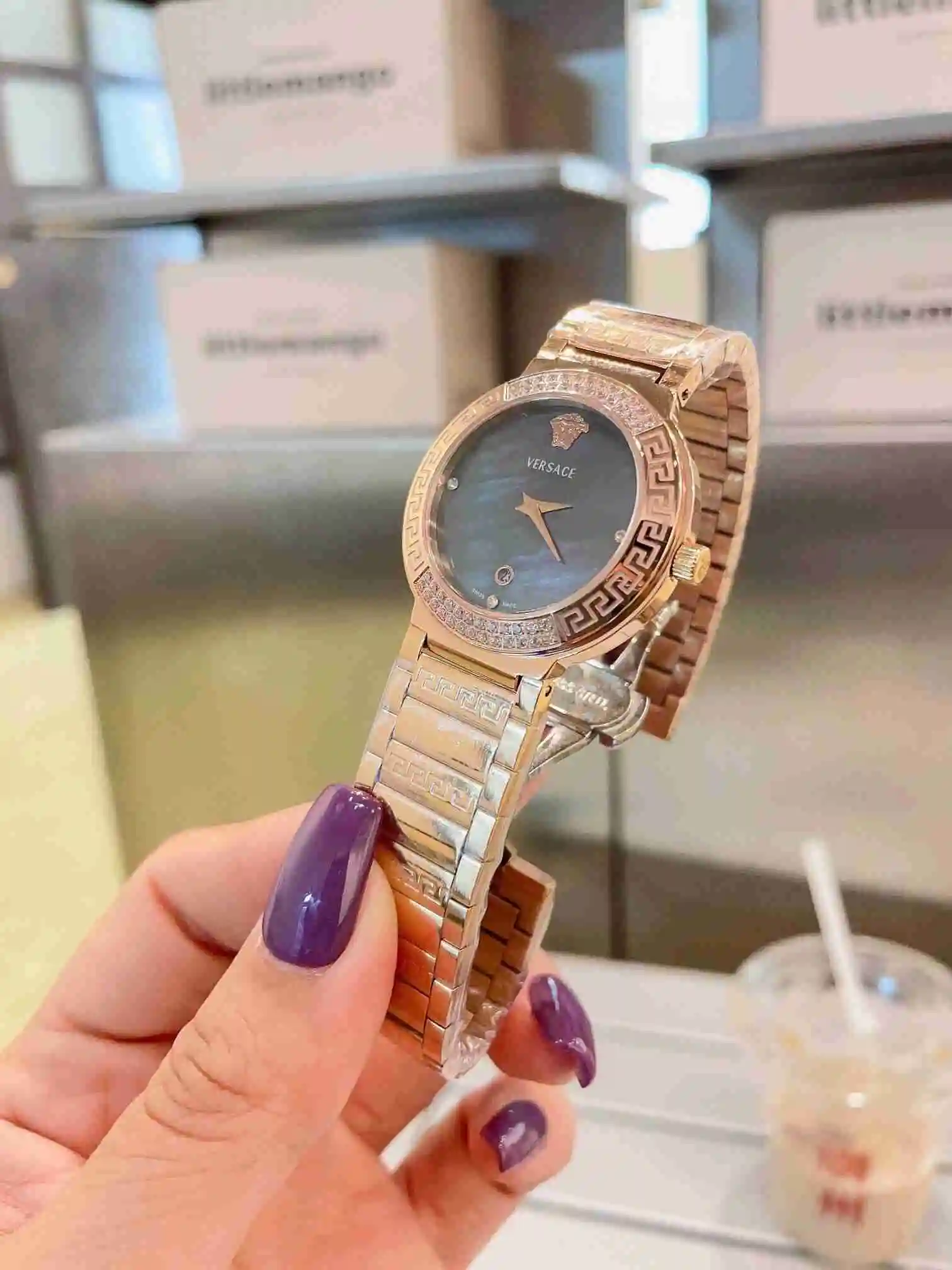 General Watches VER Versace Watch Women's Watch Paired with Original Fully Automatic Mechanical Movement Top Grade 316 Precision Steel Case with Mineral Super Strong Mirror Diameter 34cm KK02850 view 3