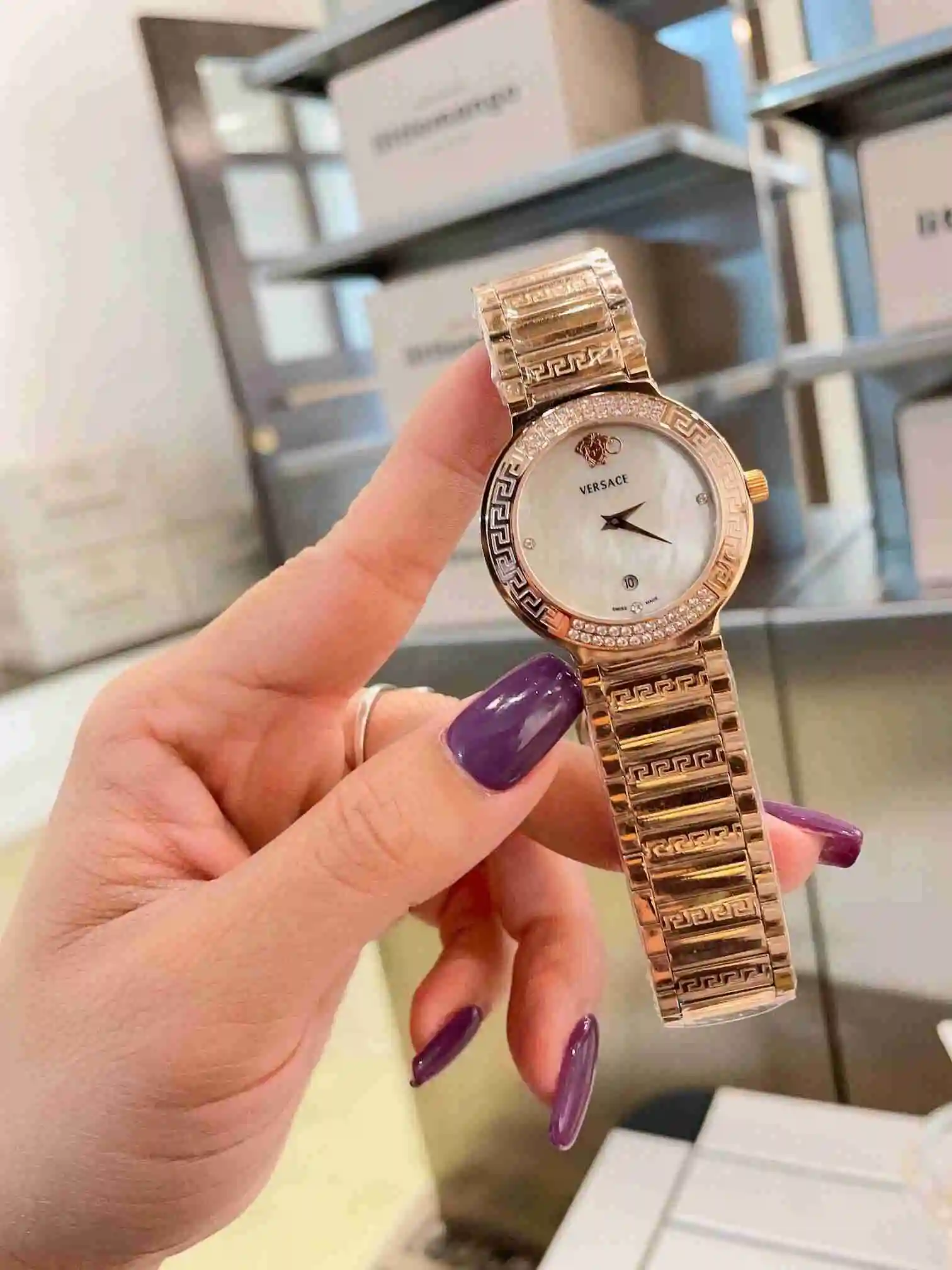 General Watches VER Versace Watch Women's Watch Paired with Original Fully Automatic Mechanical Movement Top Grade 316 Precision Steel Case with Mineral Super Strong Mirror Diameter 34cm KK02850 view 7