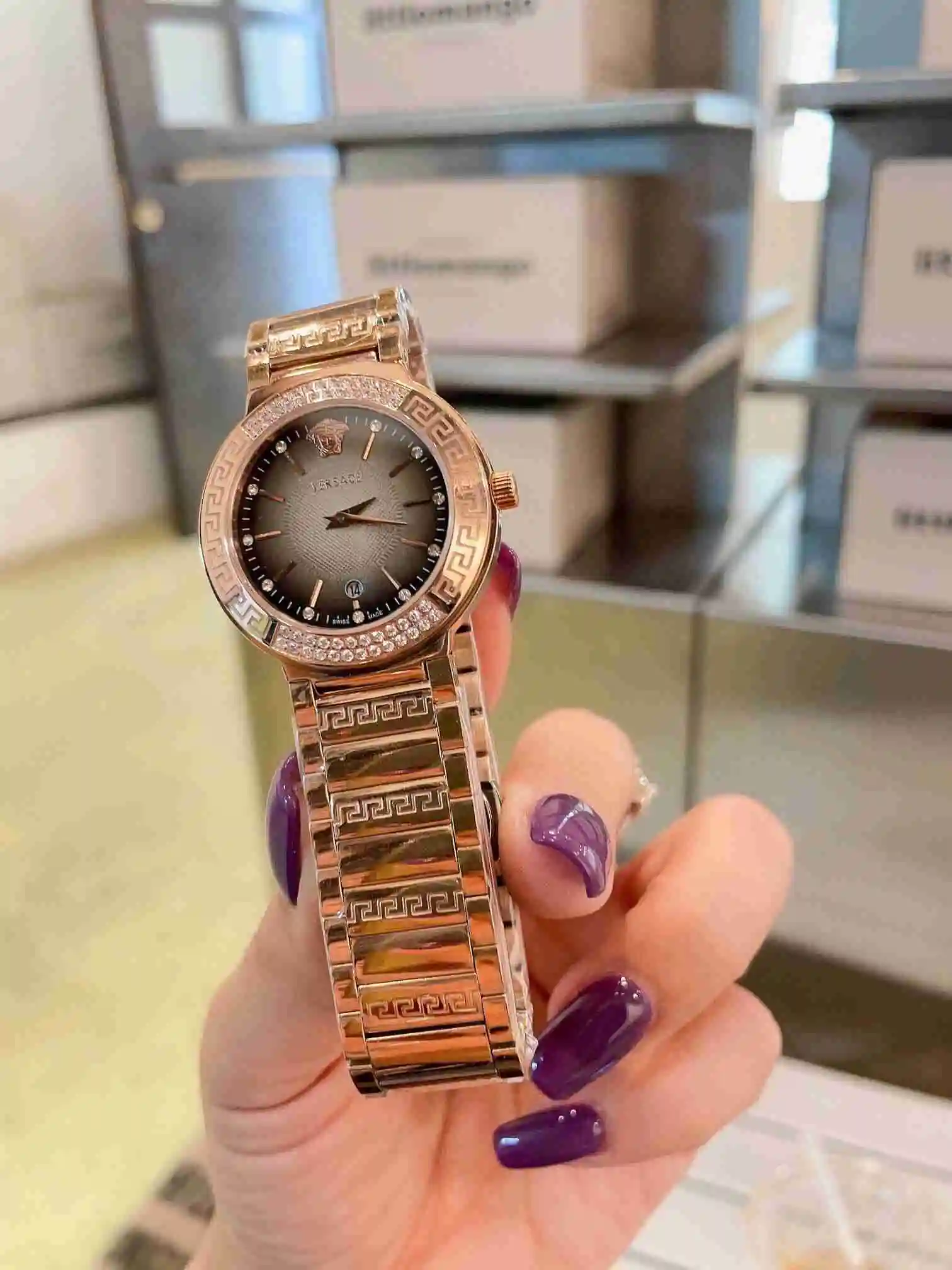 General Watches VER Versace Watch Women's Watch Paired with Original Fully Automatic Mechanical Movement Top Grade 316 Precision Steel Case with Mineral Super Strong Mirror Diameter 34cm KK02850 view 9