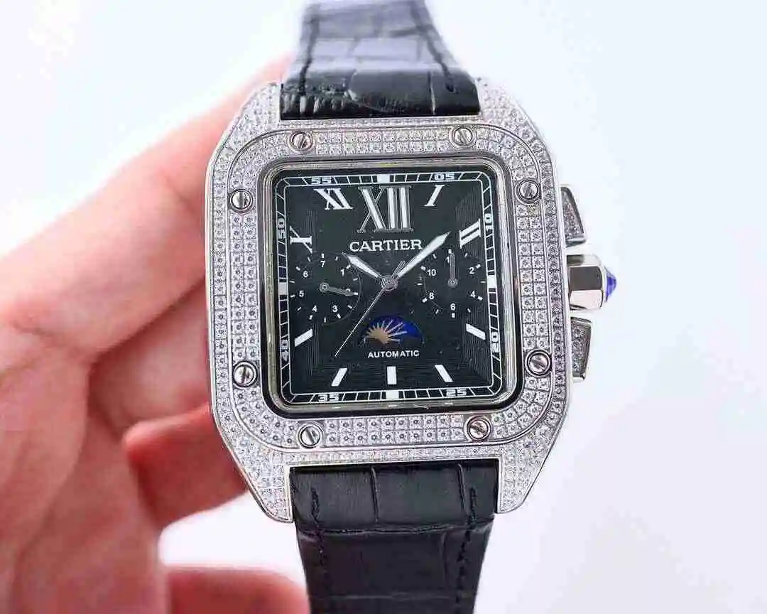General Watches Cartier Watch Men's Watch Paired with Original Fully Automatic Mechanical Movement Top Grade 316 Precision Steel Case with Mineral Super Strong Mirror Diameter 42mm kk view 6