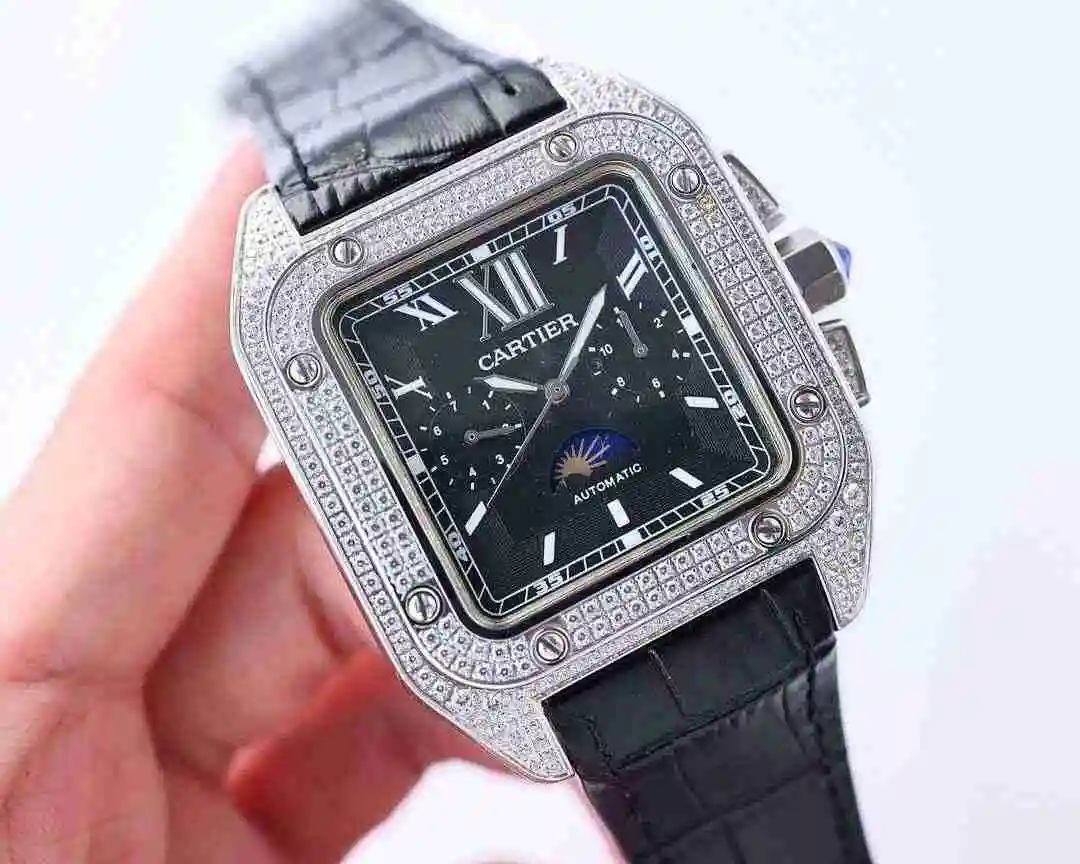 General Watches Cartier Watch Men's Watch Paired with Original Fully Automatic Mechanical Movement Top Grade 316 Precision Steel Case with Mineral Super Strong Mirror Diameter 42mm kk view 7