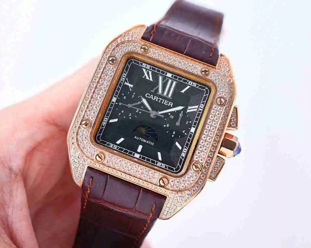 General Watches Cartier Watch Men's Watch Paired with Original Fully Automatic Mechanical Movement Top Grade 316 Precision Steel Case with Mineral Super Strong Mirror Diameter 42mm kk view 8