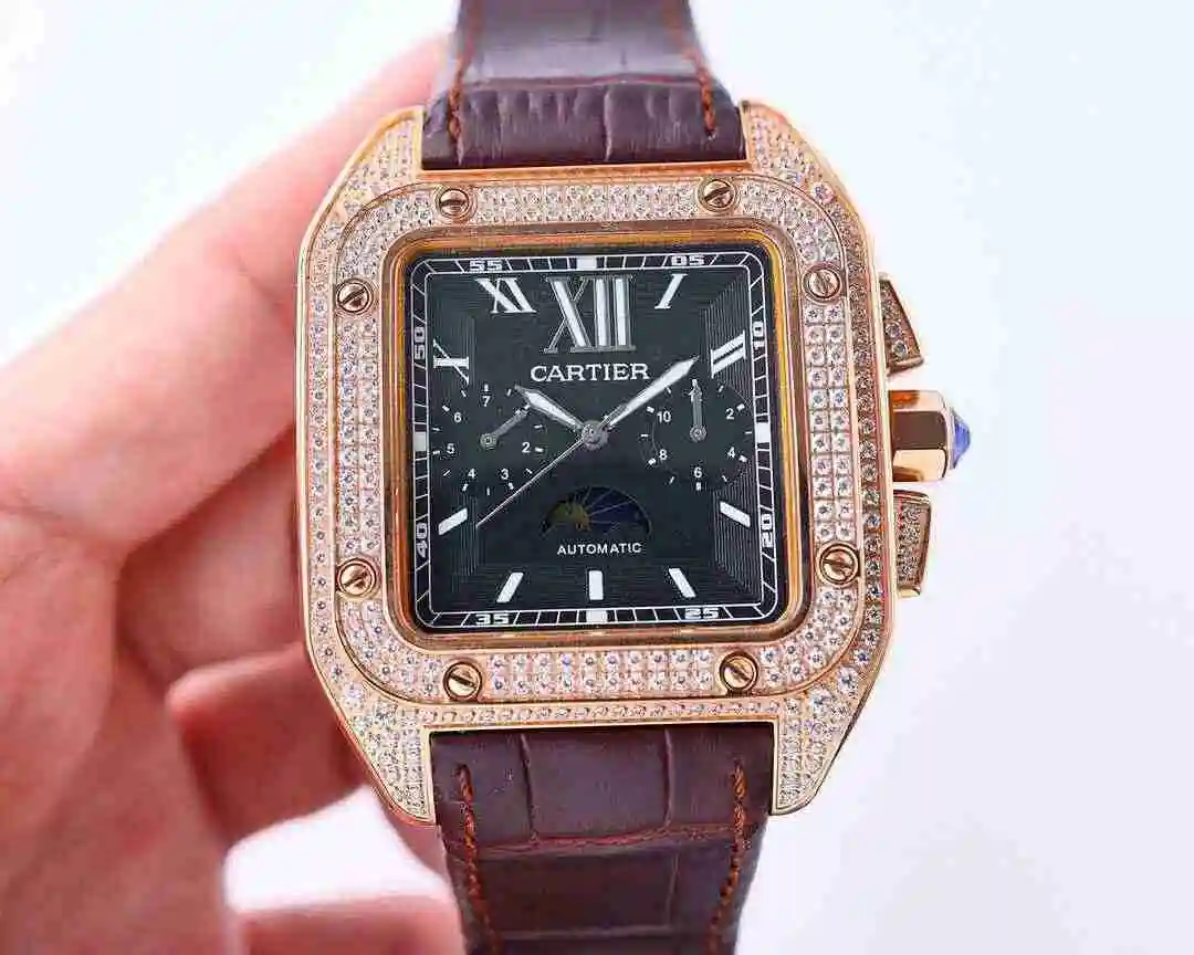 General Watches Cartier Watch Men's Watch Paired with Original Fully Automatic Mechanical Movement Top Grade 316 Precision Steel Case with Mineral Super Strong Mirror Diameter 42mm kk view 9