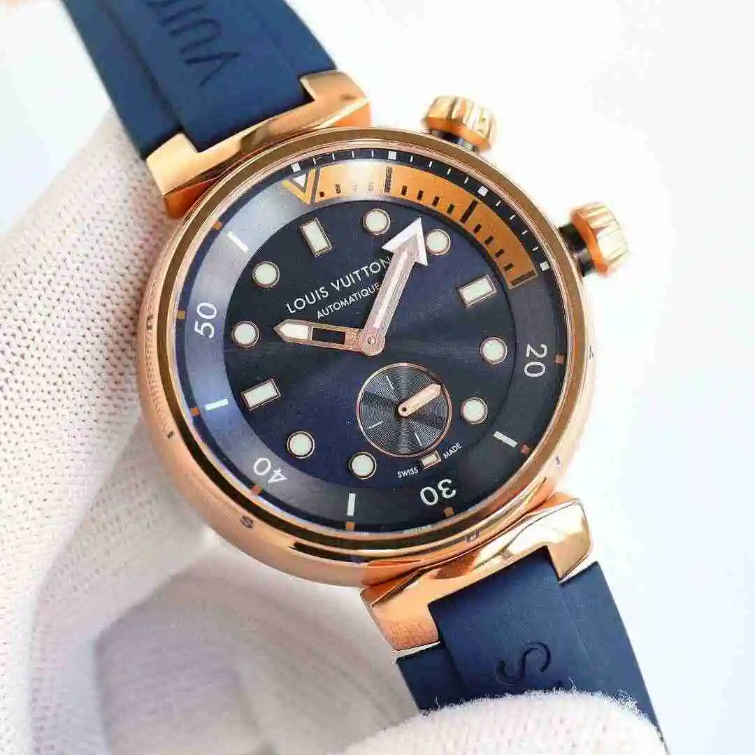 General Watches LV watch for men with original fully automatic mechanical movement, top grade 316 precision steel case with mineral super strong mirror diameter 44mm kk011500 view 9