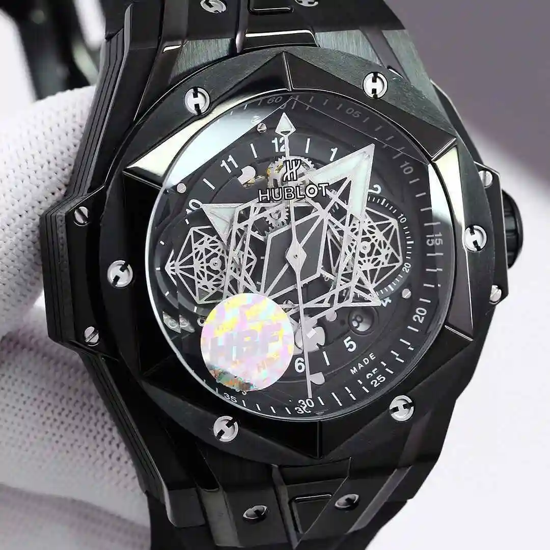 General Watches Hublot Yubo Watch Men's Watch Paired with Original Fully Automatic Mechanical Movement Top Grade 316 Precision Steel Case with Mineral Super Strong Mirror Diameter 45mm kk view 8