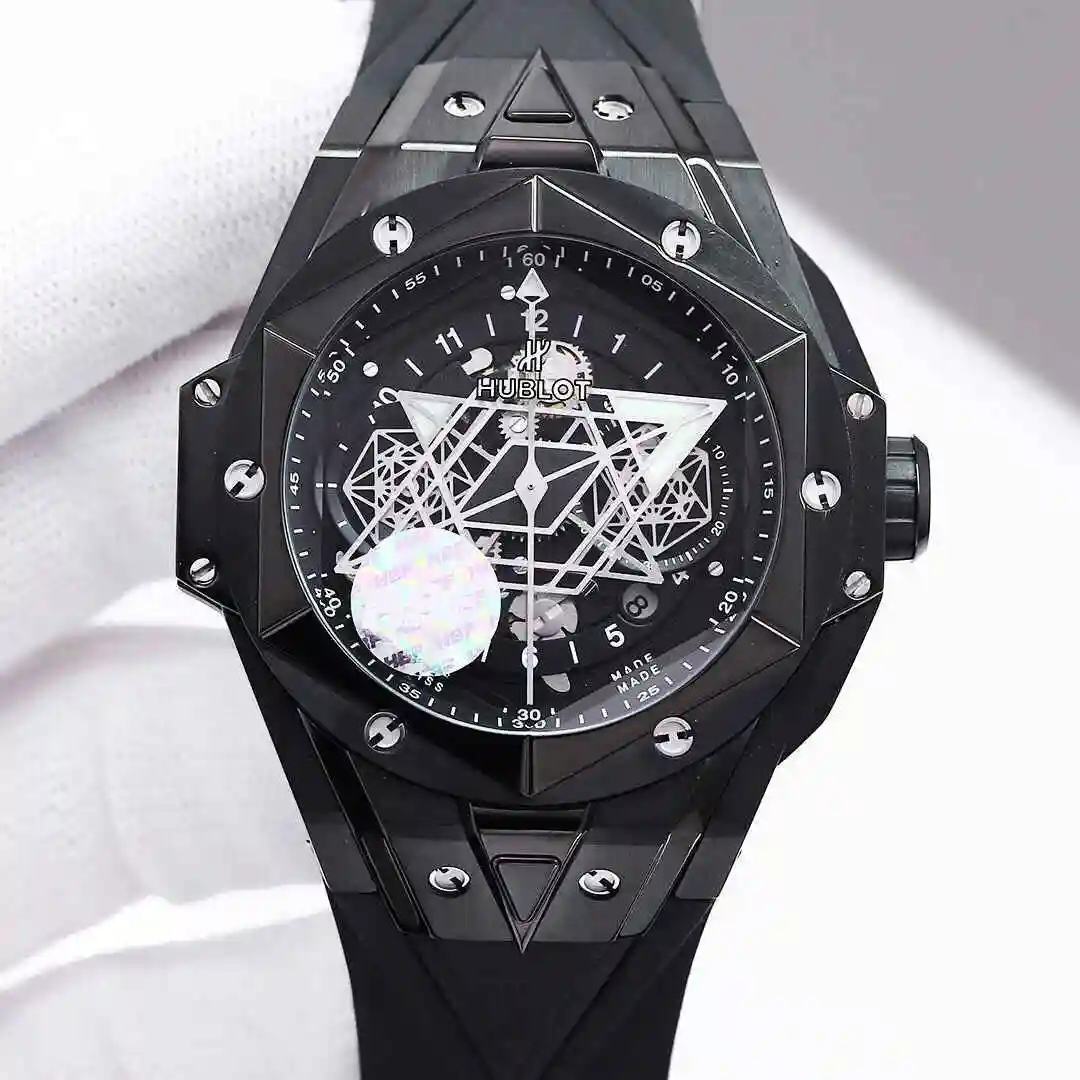 General Watches Hublot Yubo Watch Men's Watch Paired with Original Fully Automatic Mechanical Movement Top Grade 316 Precision Steel Case with Mineral Super Strong Mirror Diameter 45mm kk view 9