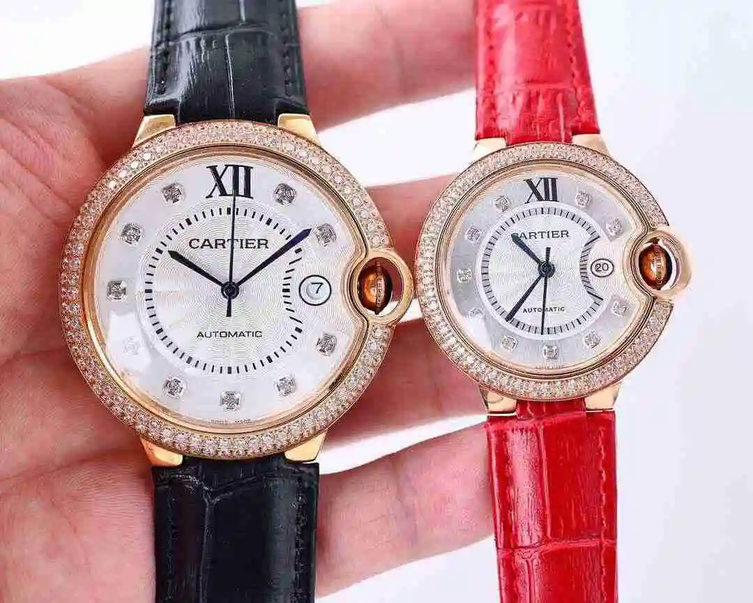 General Watches Cartier Watch Couple Watch Paired with Original Fully Automatic Mechanical Movement Top grade 316 Precision Steel Case Case with Mineral Super Strong Mirror Diameter Large 42mm Small 33mm kk07500 1 view 6