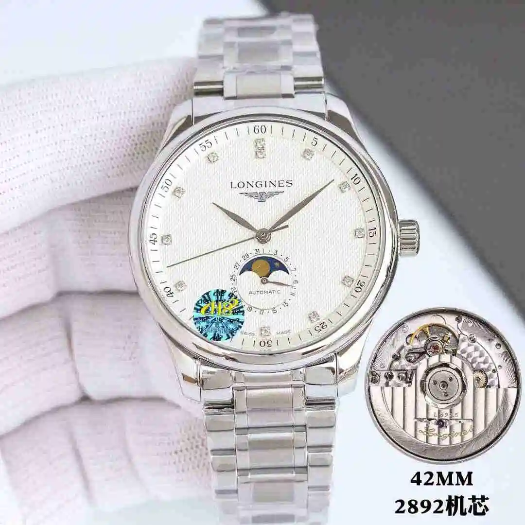 General Watches Longines watch for men with original fully automatic mechanical movement, top grade 316 precision steel case with mineral super strong mirror diameter 42mm kk011500 view 9