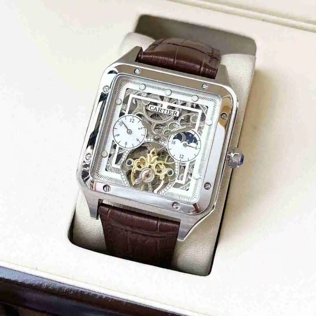 General Watches Cartier Watch Men's Watch Paired with Original Fully Automatic Mechanical Movement Top Grade 316 Precision Steel Case with Mineral Super Strong Mirror Diameter 44mm KK view 9