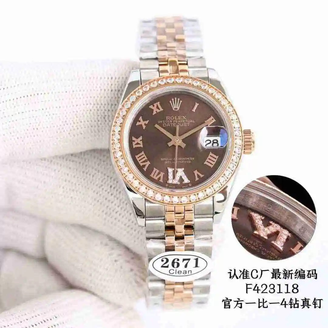 General Watches Rolex Watch Women's Watch Paired with Original Fully Automatic Mechanical Movement Top grade 316 Precision Steel Case with Mineral Super Strong Mirror Diameter 28mm kk013500 view 7