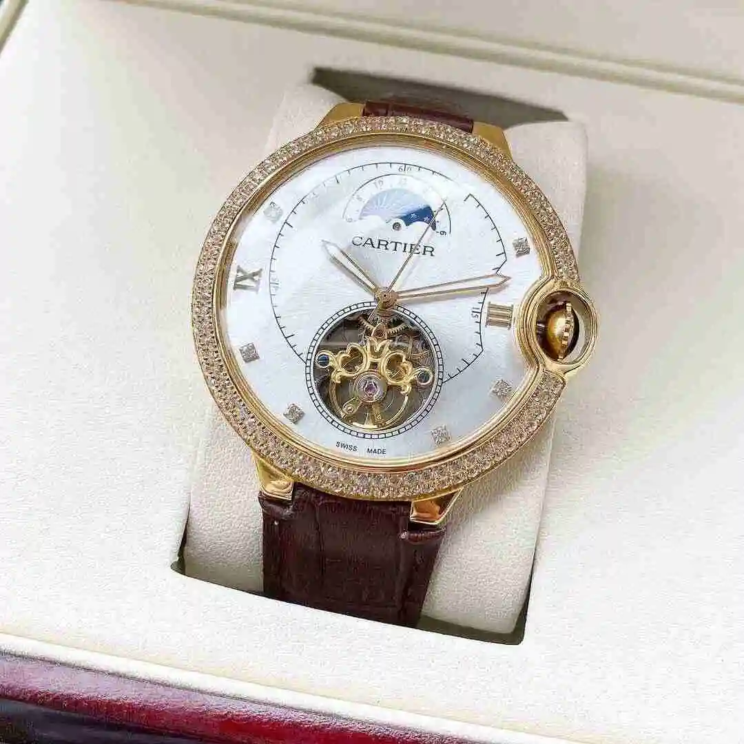 General Watches Cartier Watch Men's Watch Paired with Original Fully Automatic Mechanical Movement Top Grade 316 Precision Steel Case with Mineral Super Strong Mirror Diameter 44mm KK05650 view 9