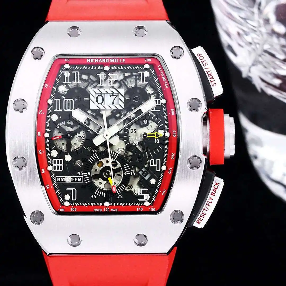 General Watches Richard Mille Richard @ Mill watch men's watch with original fully automatic mechanical movement top 316 stainless steel case strap mineral super mirror KK09800 4 view 8