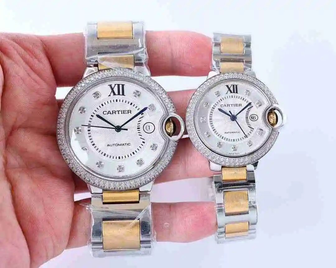 General Watches Cartier Watch Couple Paired Watch Paired with Original Fully Automatic Mechanical Movement Top grade 316 Precision Steel Case with Mineral Super Strong Mirror Diameter Large 42mm Small 33mm kk07500 5 view 3
