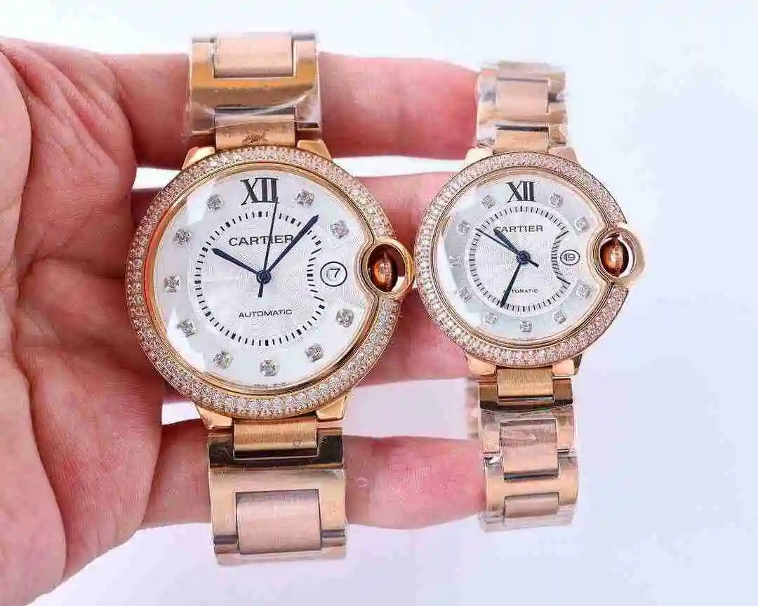 General Watches Cartier Watch Couple Paired Watch Paired with Original Fully Automatic Mechanical Movement Top grade 316 Precision Steel Case with Mineral Super Strong Mirror Diameter Large 42mm Small 33mm kk07500 5 view 5