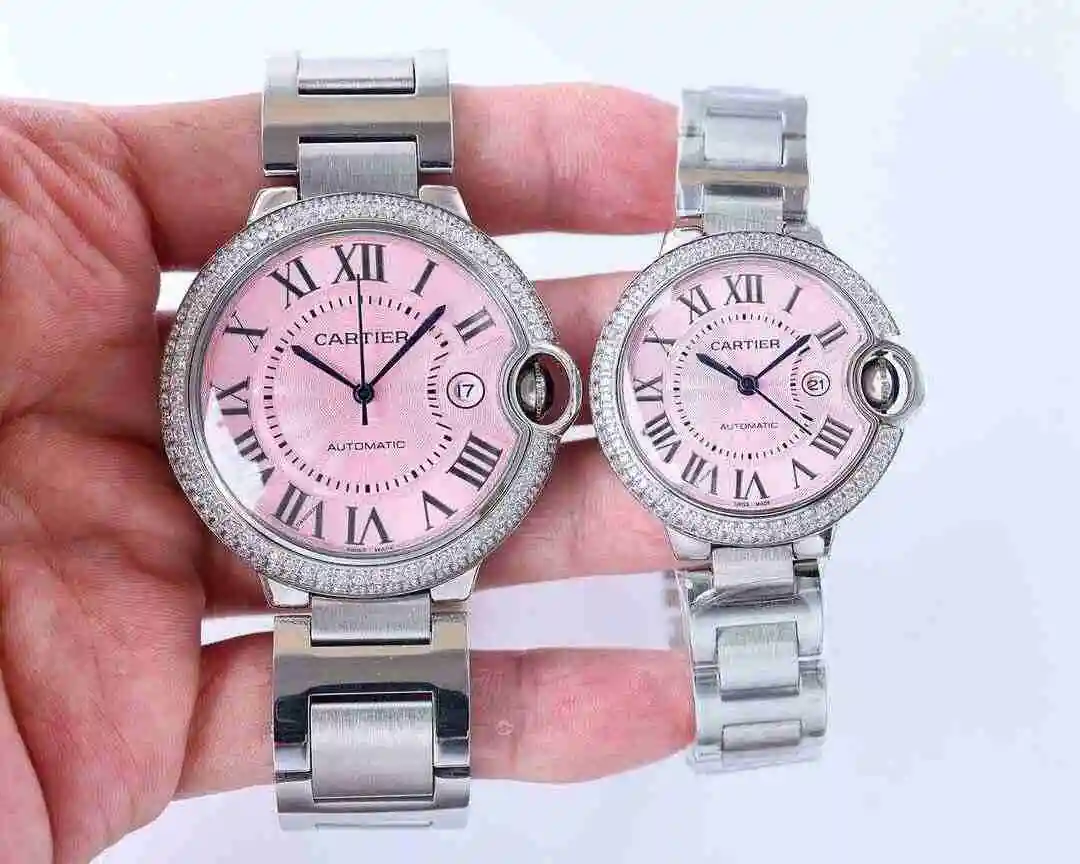 General Watches Cartier Watch Couple Paired Watch Paired with Original Fully Automatic Mechanical Movement Top grade 316 Precision Steel Case with Mineral Super Strong Mirror Diameter Large 42mm Small 33mm kk07500 5 view 6