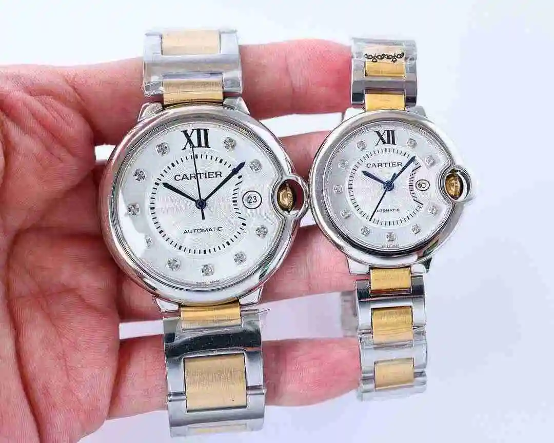General Watches Cartier Watch Couple Paired Watch Paired with Original Fully Automatic Mechanical Movement Top grade 316 Precision Steel Case with Mineral Super Strong Mirror Diameter Large 42mm Small 33mm kk07500 5 view 9