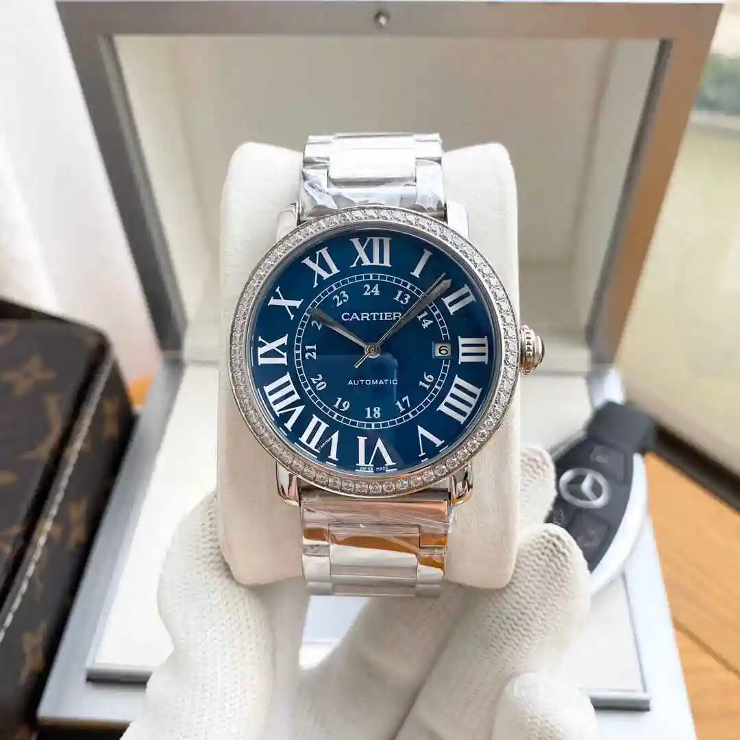 General Watches Cartier Watch Men's Watch Paired with Original Fully Automatic Mechanical Movement Top Grade 316 Precision Steel Case with Mineral Super Strong Mirror Diameter 42mm KK04050 view 9