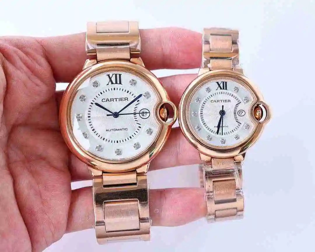 General Watches Cartier Watch Couple Paired Watch Paired with Original Fully Automatic Mechanical Movement Top grade 316 Precision Steel Case with Mineral Super Strong Mirror Diameter Large 42mm Small 33mm kk07500 4 view 7