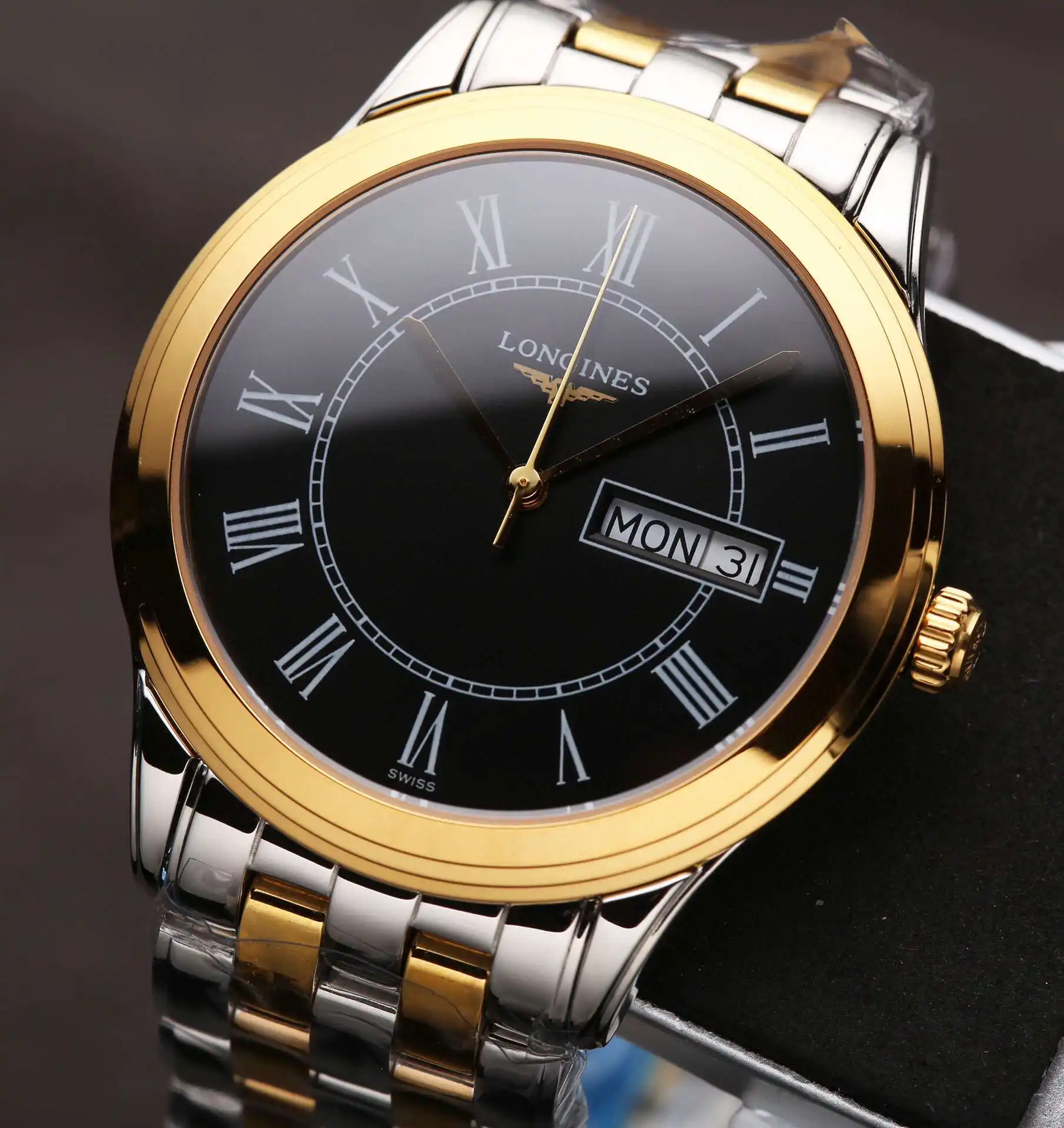 General Watches Longines Lang@Qin watch men's watch with original fully automatic mechanical movement top 316 stainless steel case strap mineral super mirror diameter 39mm KK04850 view 5