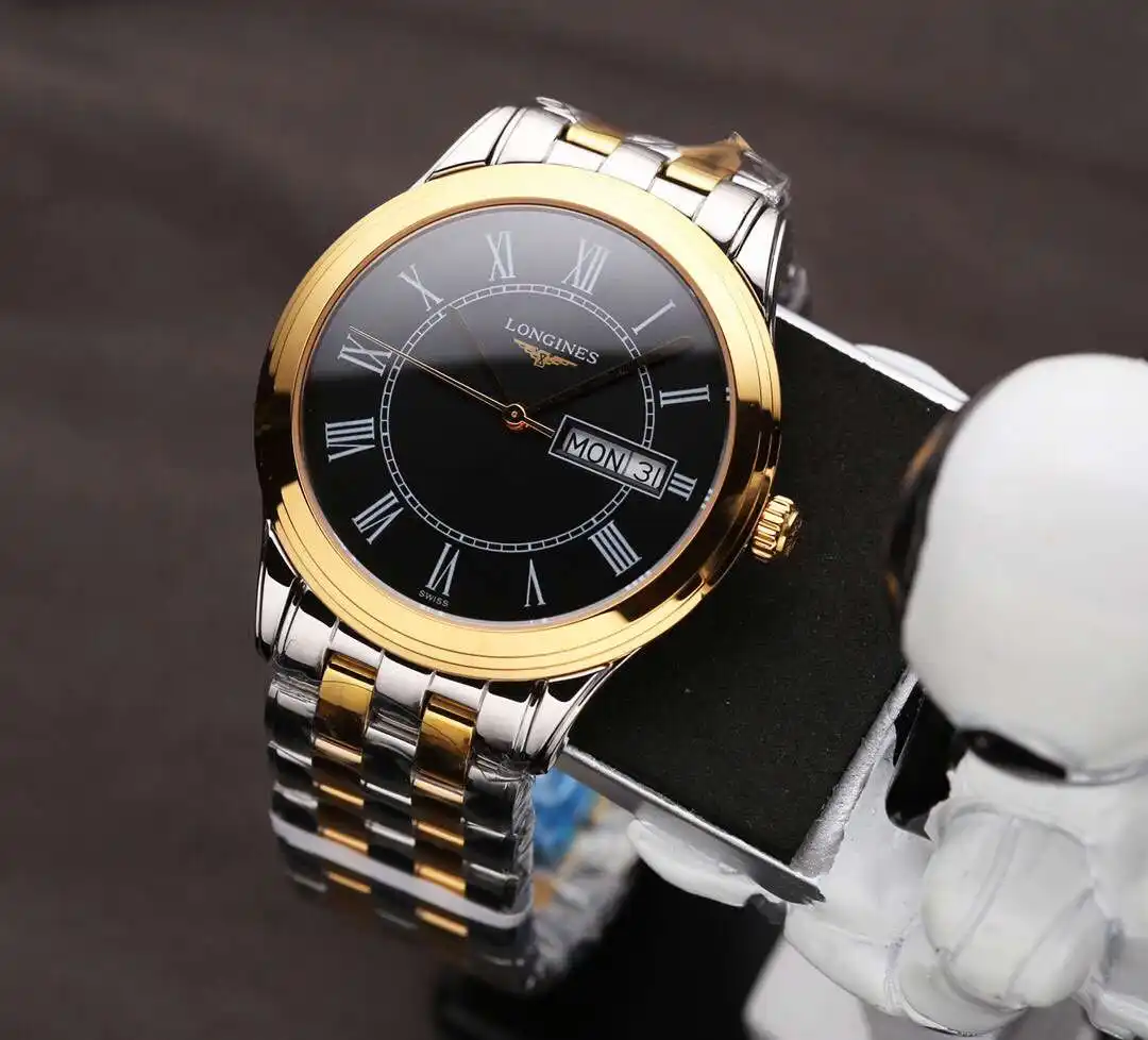 General Watches Longines Lang@Qin watch men's watch with original fully automatic mechanical movement top 316 stainless steel case strap mineral super mirror diameter 39mm KK04850 view 6