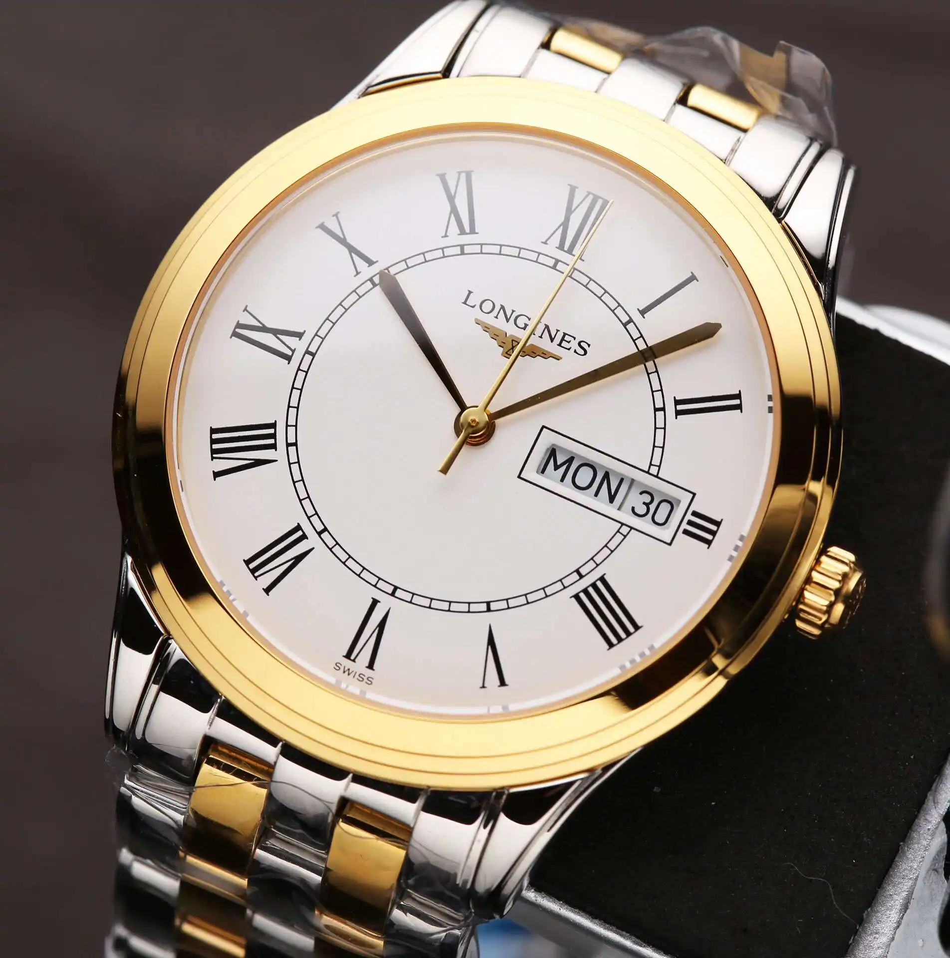 General Watches Longines Lang@Qin watch men's watch with original fully automatic mechanical movement top 316 stainless steel case strap mineral super mirror diameter 39mm KK04850 view 8