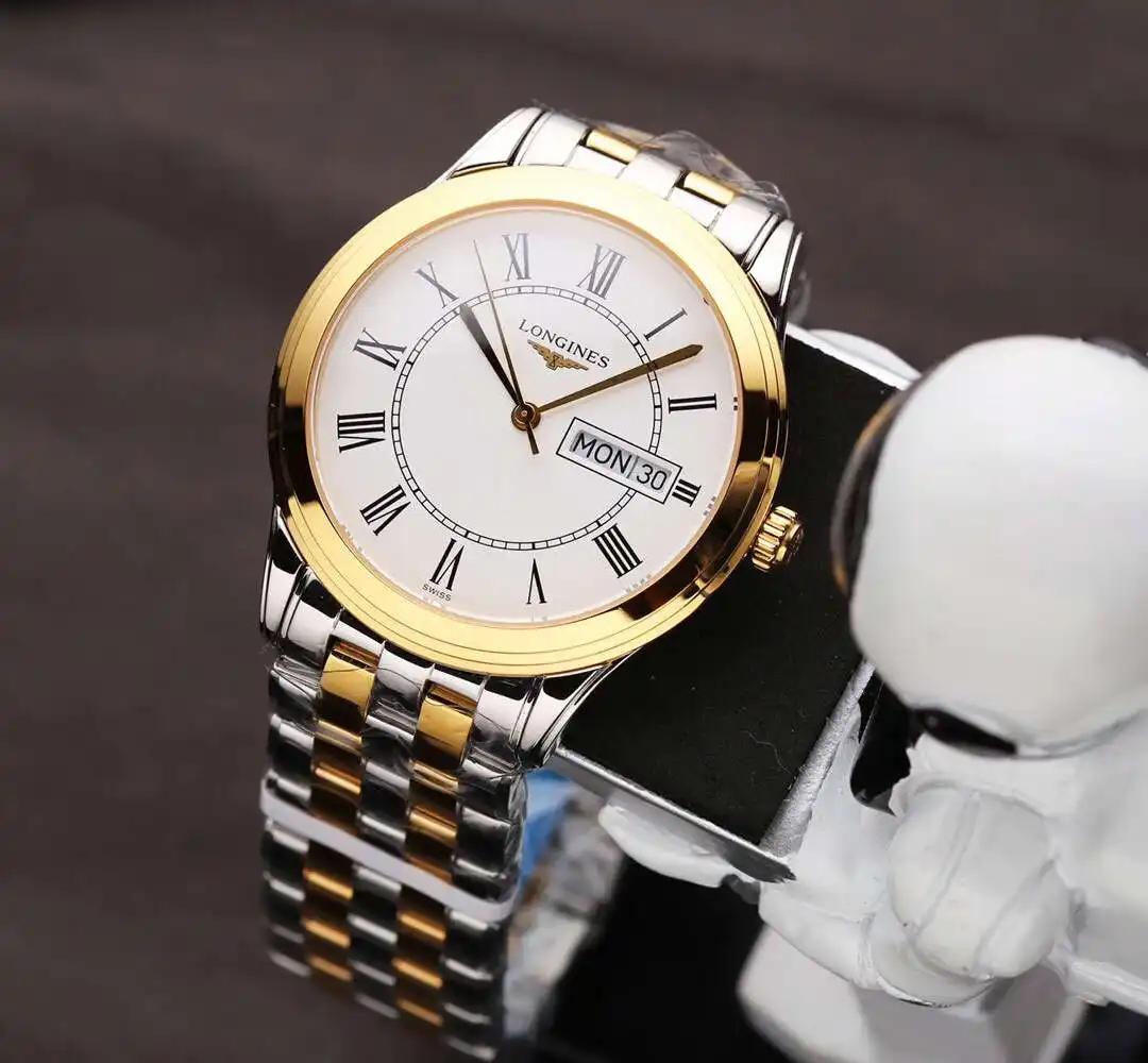 General Watches Longines Lang@Qin watch men's watch with original fully automatic mechanical movement top 316 stainless steel case strap mineral super mirror diameter 39mm KK04850 view 9