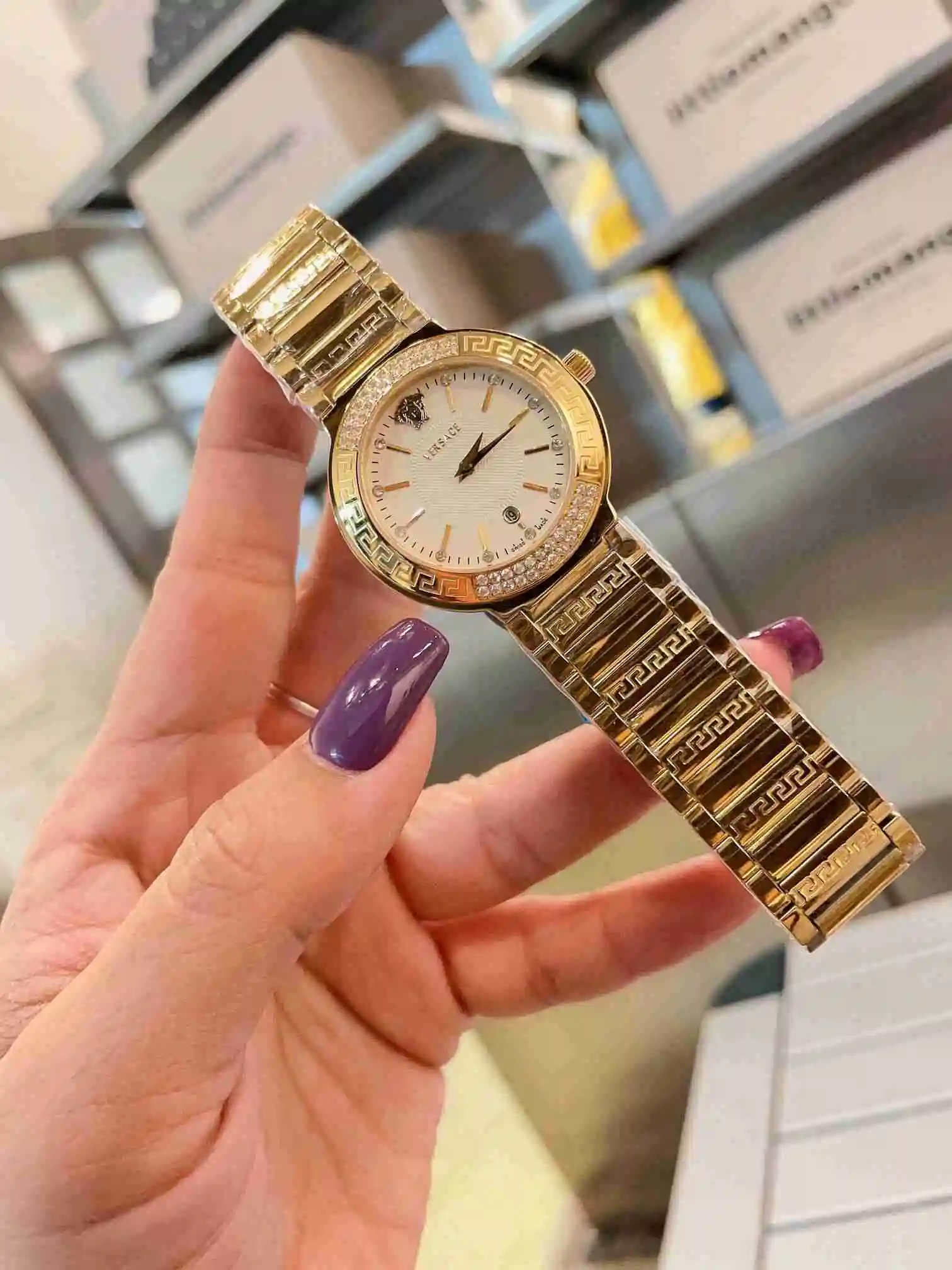 General Watches VER Versace Watch Women's Watch Paired with Original Fully Automatic Mechanical Movement Top Grade 316 Precision Steel Case with Mineral Super Strong Mirror Diameter 34cm KK02750 view 5