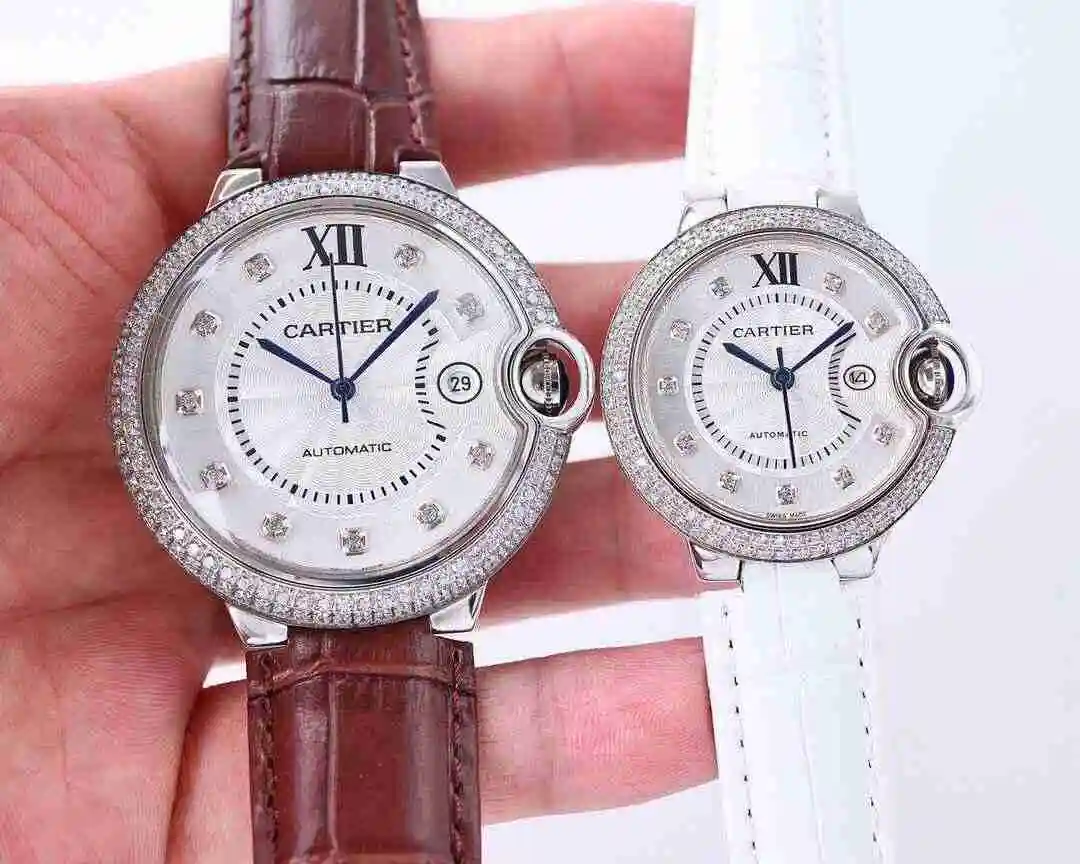 General Watches Cartier Watch Couple Watch Paired with Original Fully Automatic Mechanical Movement Top grade 316 Precision Steel Case Case with Mineral Super Strong Mirror Diameter Large 42mm Small 33mm kk07500 2 view 6