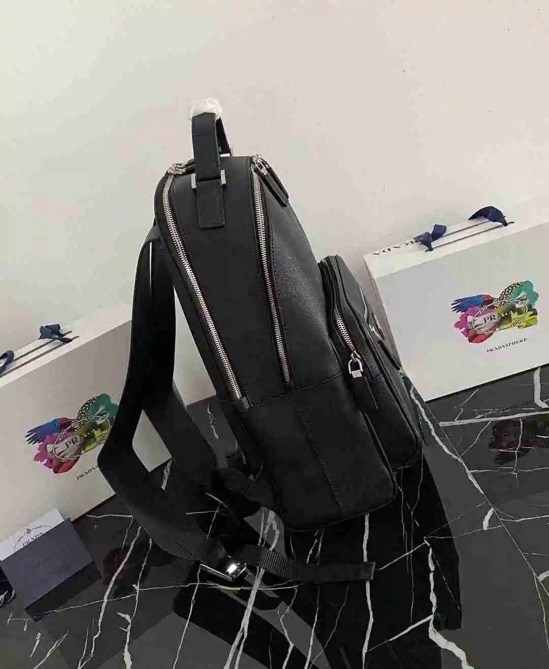 General Watches PRADA Prada Men's Exclusive Backpack is made of imported top-level original leather and high-end replica version for delivery. Gift bag invoice size 27x39.5x16 KK05450 Watch view 4