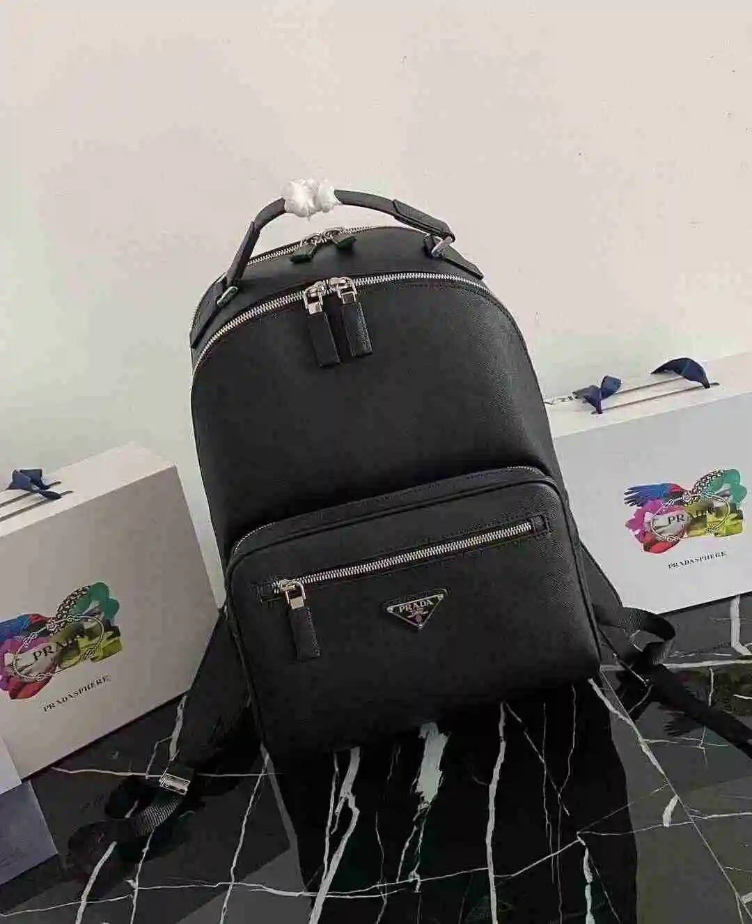 General Watches PRADA Prada Men's Exclusive Backpack is made of imported top-level original leather and high-end replica version for delivery. Gift bag invoice size 27x39.5x16 KK05450 Watch view 6