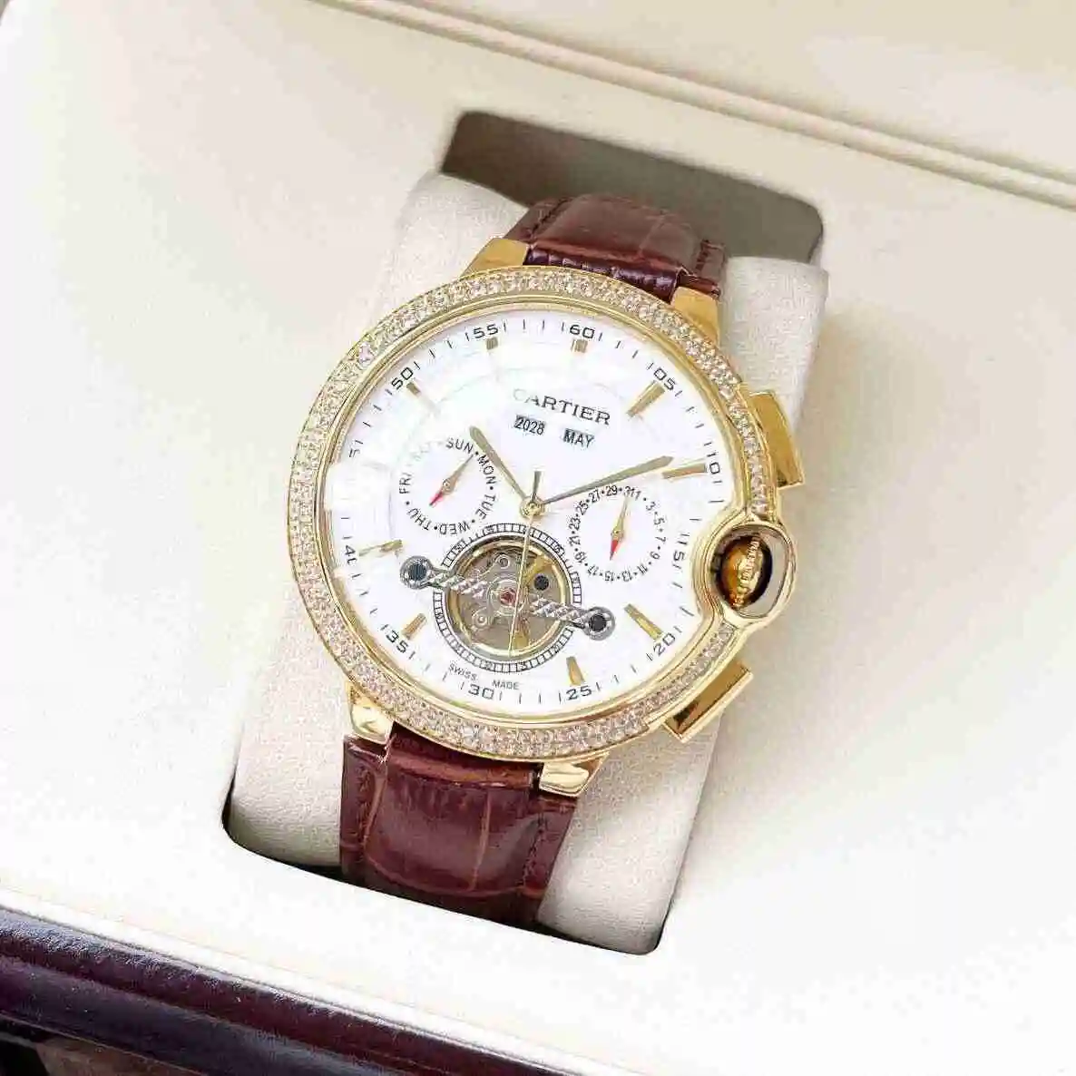 General Watches Cartier Watch Men's Watch Paired with Original Fully Automatic Mechanical Movement Top Grade 316 Precision Steel Case with Mineral Super Strong Mirror Diameter 44mm KK06500 view 9