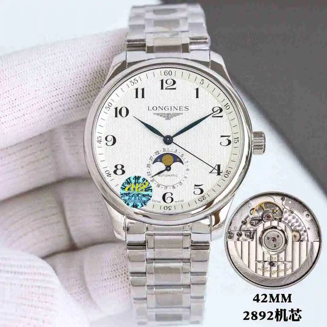 General Watches Longines watch for men with original fully automatic mechanical movement, top grade 316 precision steel case with mineral super strong mirror diameter 42mm kk view 7