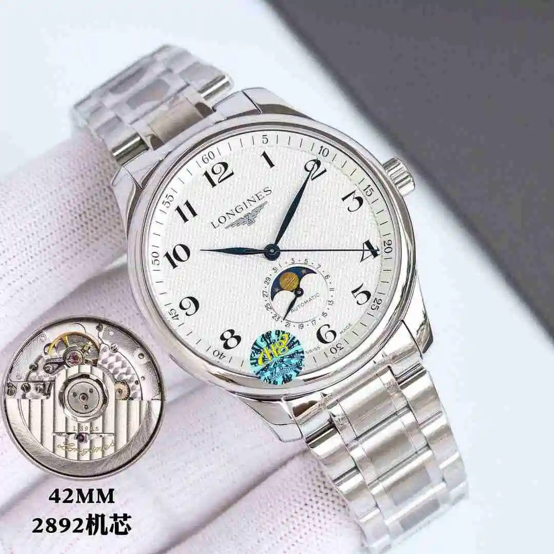 General Watches Longines watch for men with original fully automatic mechanical movement, top grade 316 precision steel case with mineral super strong mirror diameter 42mm kk view 8