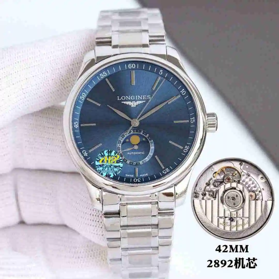 General Watches Longines watch for men with original fully automatic mechanical movement, top grade 316 precision steel case with mineral super strong mirror diameter 42mm kk view 9