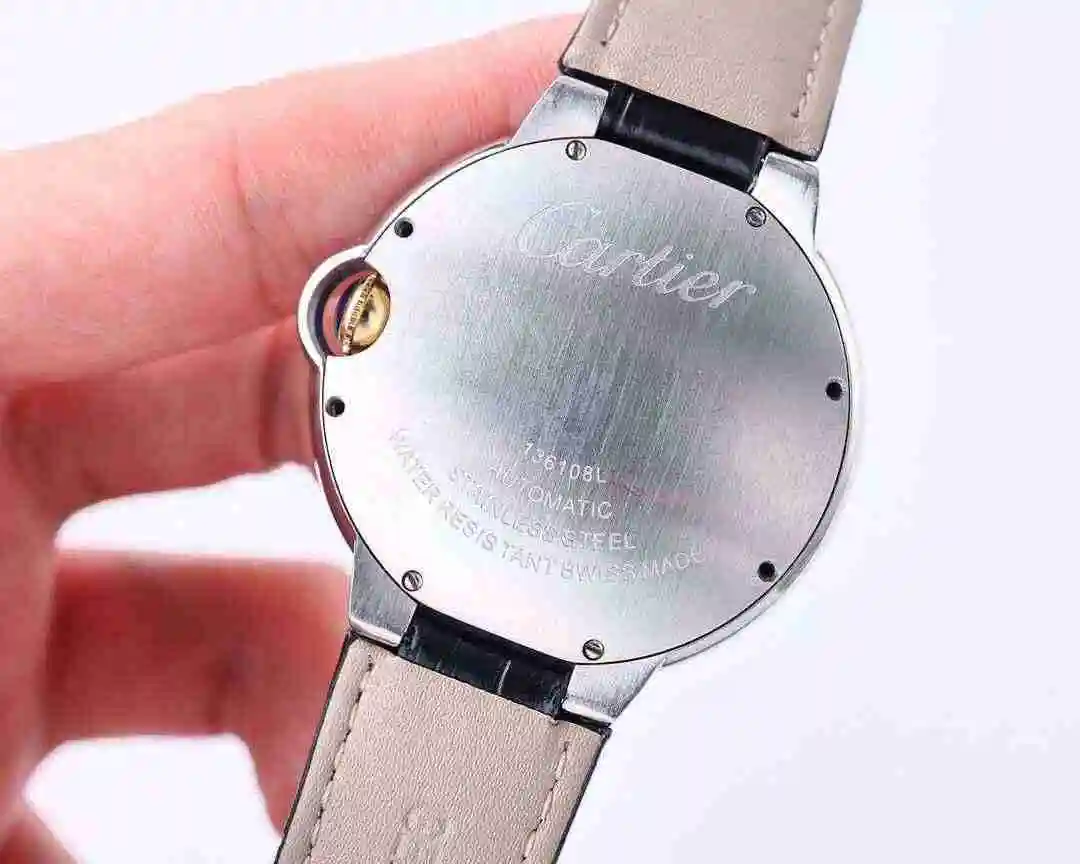 General Watches Cartier Watch Couple Pair Watch Paired with Original Fully Automatic Mechanical Movement Top Grade 316 Precision Steel Case with Mineral Super Strong Mirror Diameter Male 42mm Female 33mm kk07 view 3