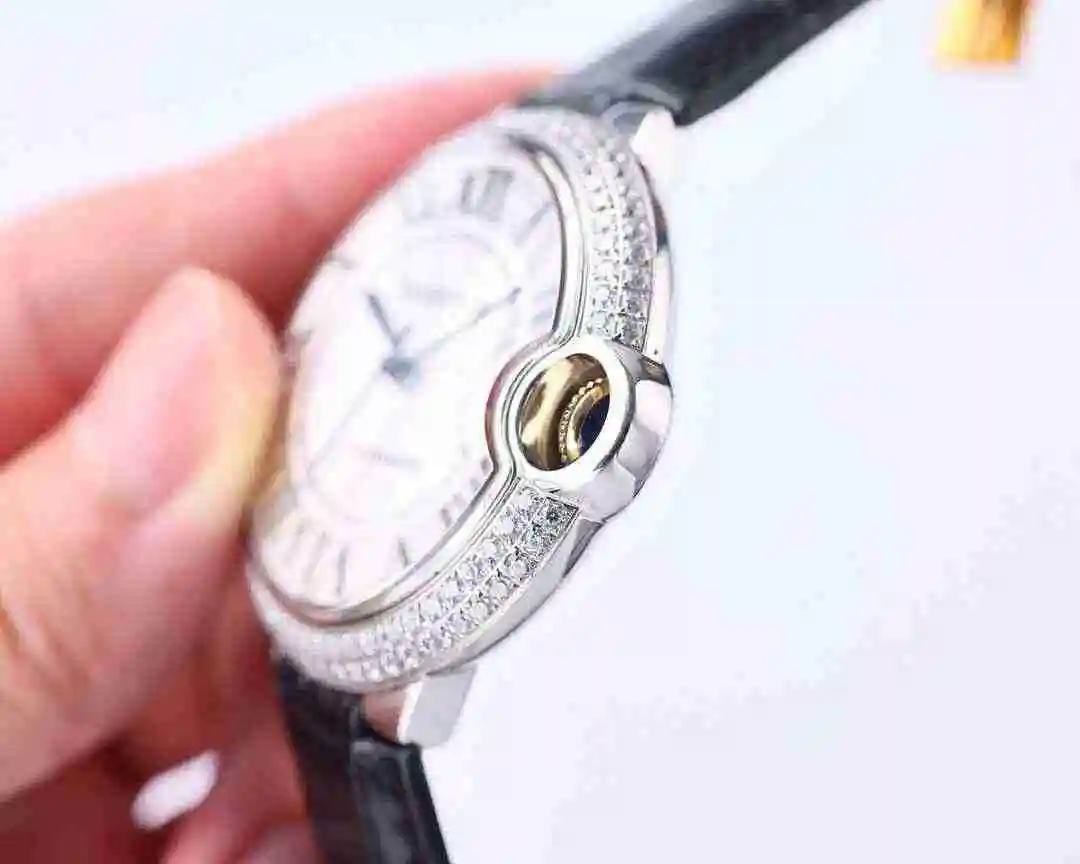 General Watches Cartier Watch Couple Pair Watch Paired with Original Fully Automatic Mechanical Movement Top Grade 316 Precision Steel Case with Mineral Super Strong Mirror Diameter Male 42mm Female 33mm kk07 view 5