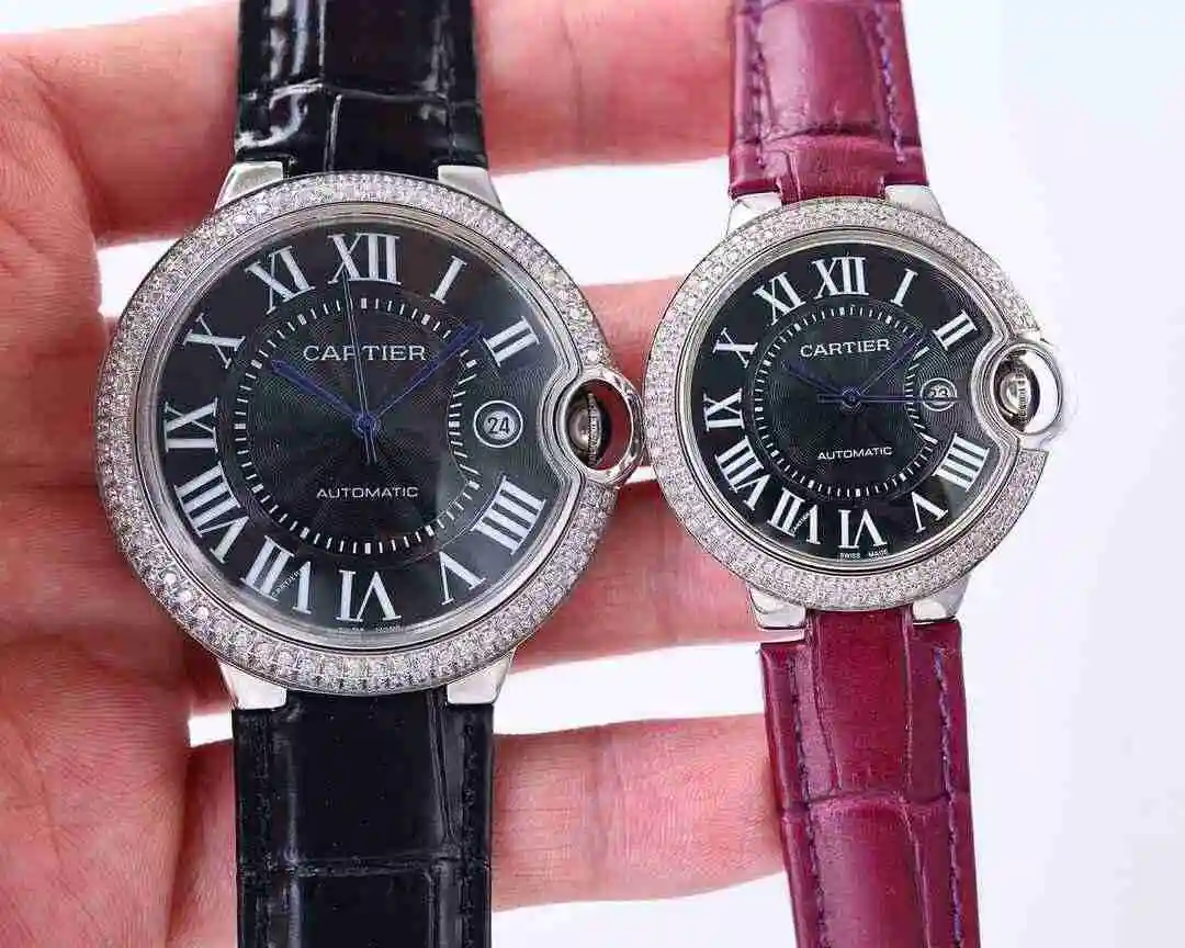 General Watches Cartier Watch Couple Pair Watch Paired with Original Fully Automatic Mechanical Movement Top Grade 316 Precision Steel Case with Mineral Super Strong Mirror Diameter Male 42mm Female 33mm kk07 view 7