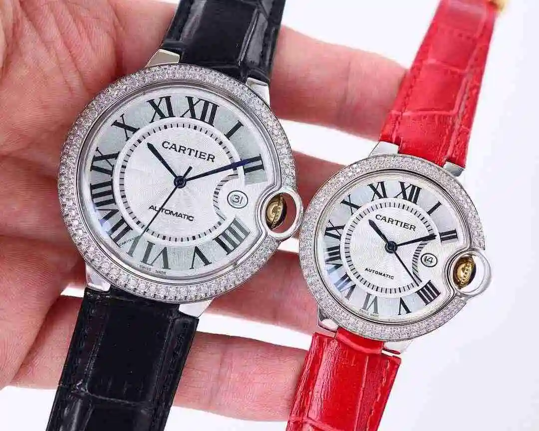 General Watches Cartier Watch Couple Pair Watch Paired with Original Fully Automatic Mechanical Movement Top Grade 316 Precision Steel Case with Mineral Super Strong Mirror Diameter Male 42mm Female 33mm kk07 view 8