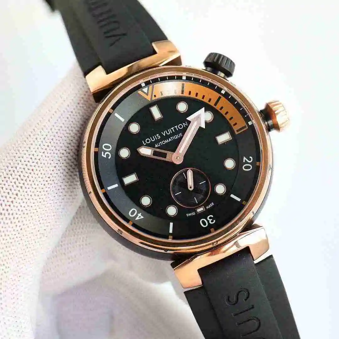 General Watches LV watch for men with original fully automatic mechanical movement, top grade 316 precision steel case with mineral super strong mirror diameter 44mm kk view 7