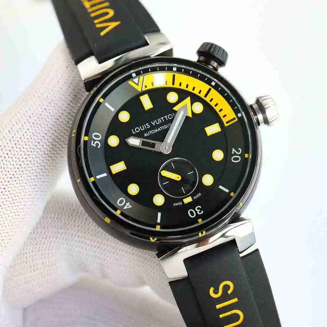 General Watches LV watch for men with original fully automatic mechanical movement, top grade 316 precision steel case with mineral super strong mirror diameter 44mm kk view 9