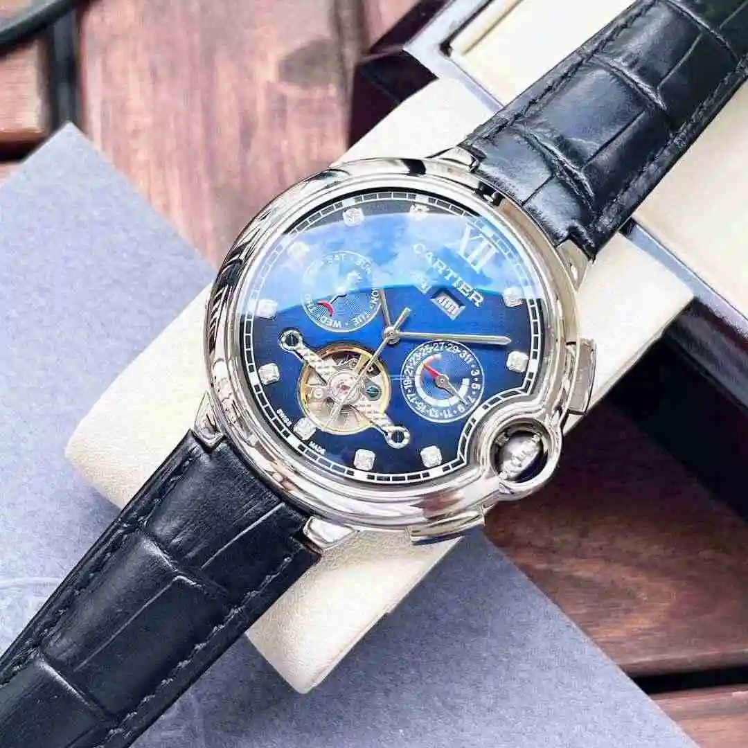 General Watches Cartier Watch Men's Watch Paired with Original Fully Automatic Mechanical Movement Top Grade 316 Precision Steel Case with Mineral Super Strong Mirror Diameter 44mm KK05300 view 3
