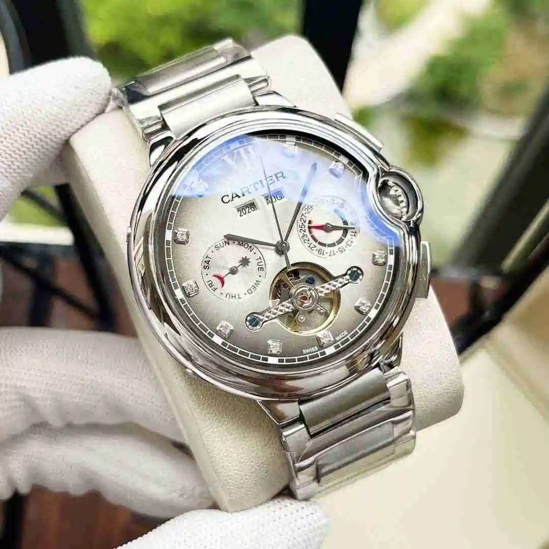 General Watches Cartier Watch Men's Watch Paired with Original Fully Automatic Mechanical Movement Top Grade 316 Precision Steel Case with Mineral Super Strong Mirror Diameter 44mm KK05300 view 6