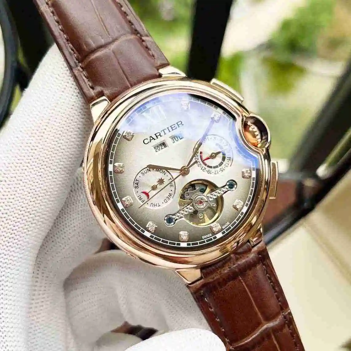 General Watches Cartier Watch Men's Watch Paired with Original Fully Automatic Mechanical Movement Top Grade 316 Precision Steel Case with Mineral Super Strong Mirror Diameter 44mm KK05300 view 8