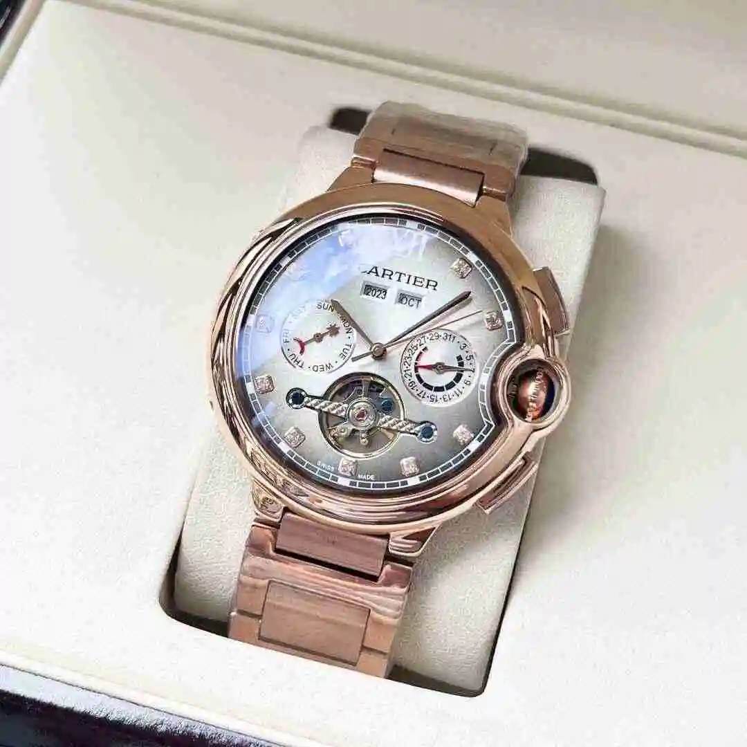 General Watches Cartier Watch Men's Watch Paired with Original Fully Automatic Mechanical Movement Top Grade 316 Precision Steel Case with Mineral Super Strong Mirror Diameter 44mm KK05300 view 9