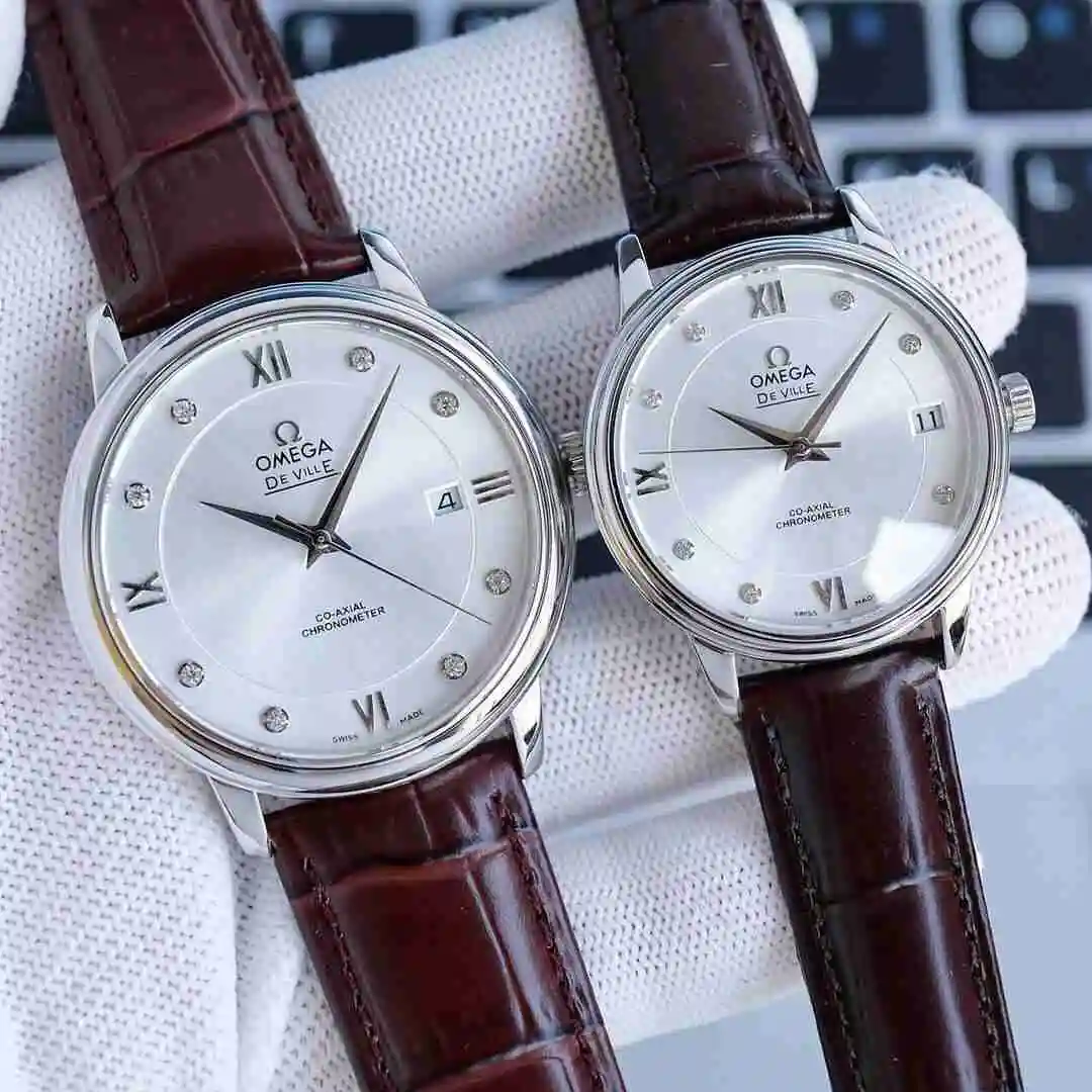 General Watches Omega Watch Couple Pair Watch Paired with Original Fully Automatic Mechanical Movement Top grade 316 Precision Steel Case Case with Mineral Super Strong Mirror Diameter Male 40cm Female 33cm KK05250 view 9
